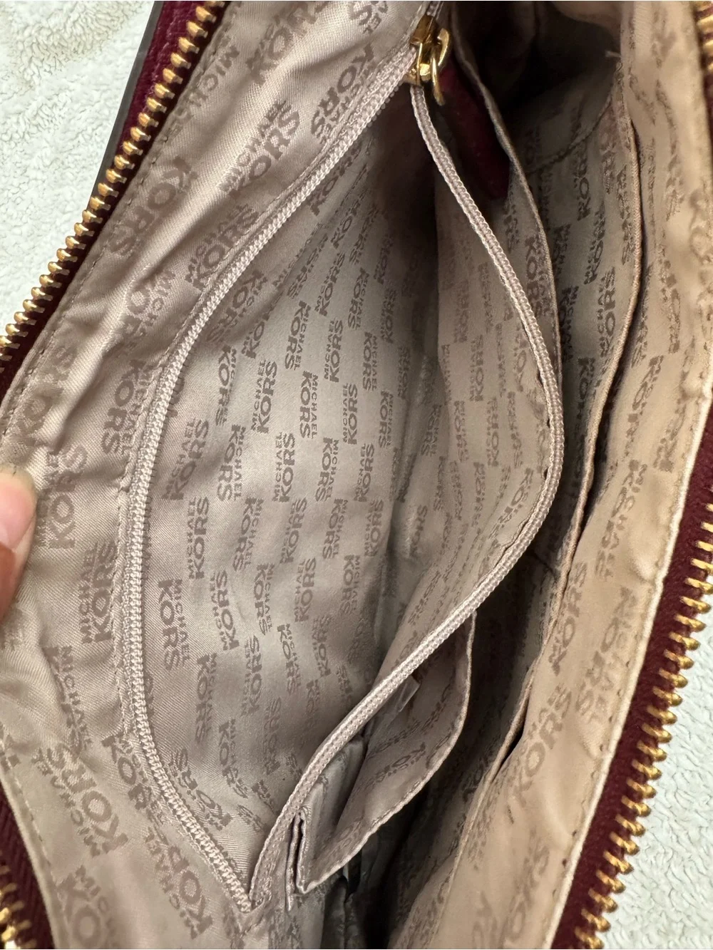 Michael Kors Burgundy Leather Hobo with Gold Chain Strap
